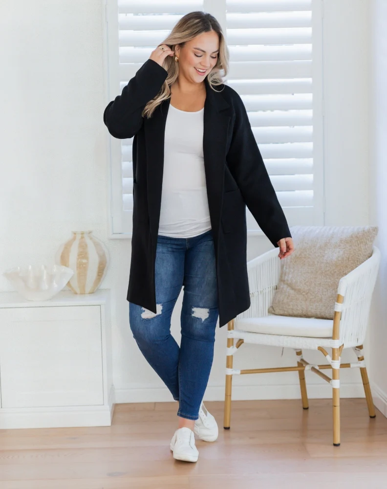 Chloe Knit Coatigan Black - Image 7