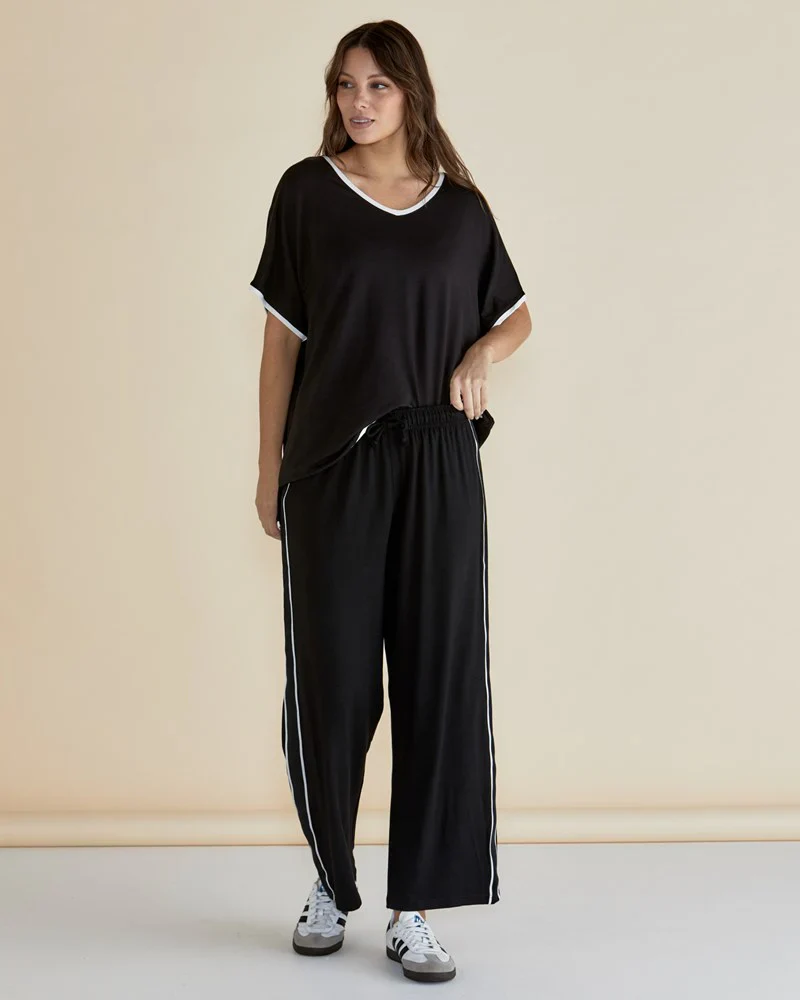 Evelyn Wide Leg Jogger - Black - Image 2