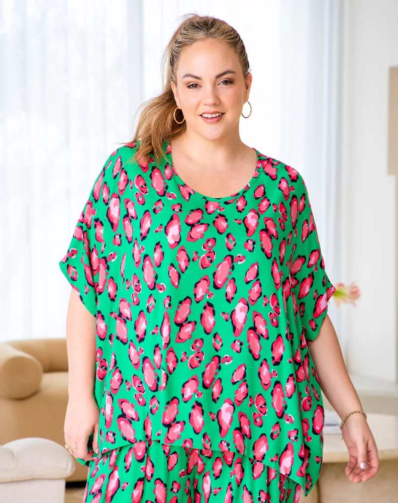 Joy Top - Green Leopard