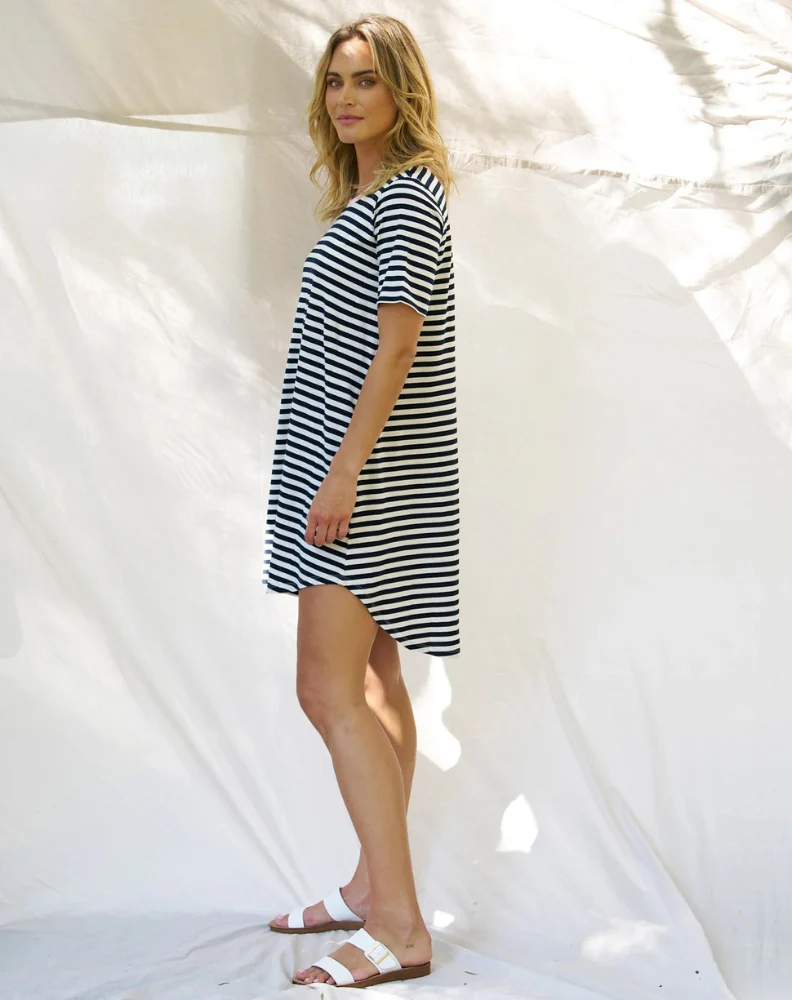 Nyree Dress - Navy Stripe/Pink - Image 2