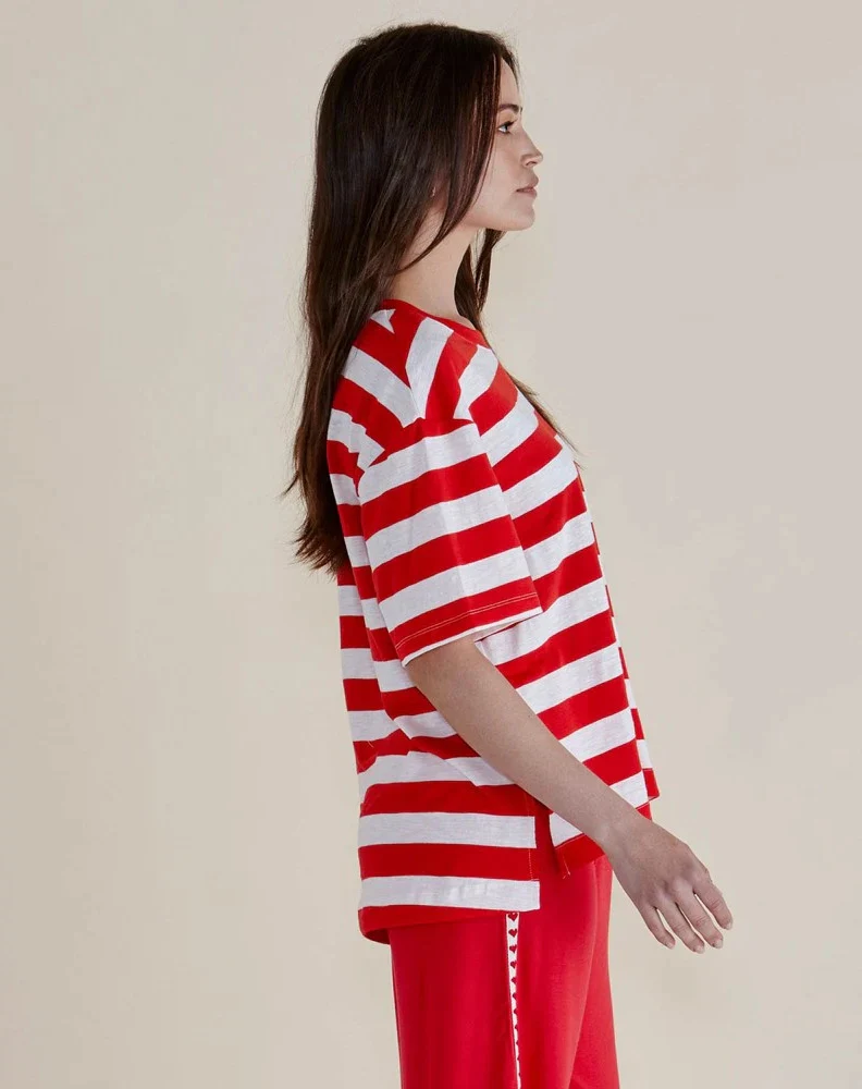 Relax Boxy Tee - Red Stripe - Image 3