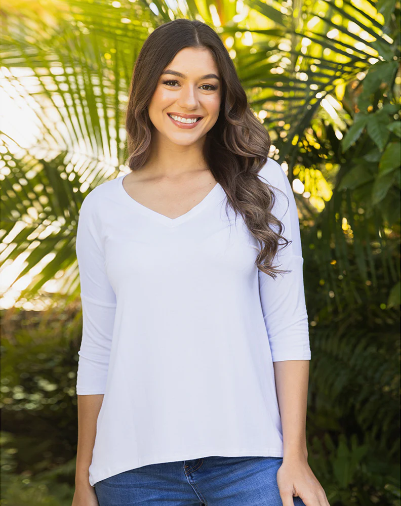 Autumn V Neck Tee - White - Image 2