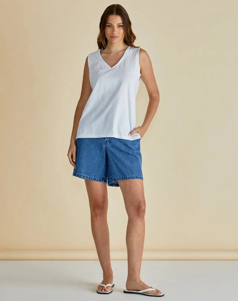 Trinity V-Neck Tank - White - Image 2