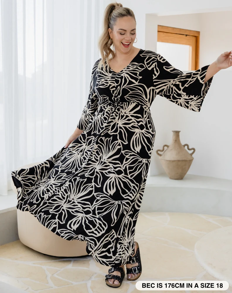 Zoe Dress With Pockets - Midnight Palm - Image 2